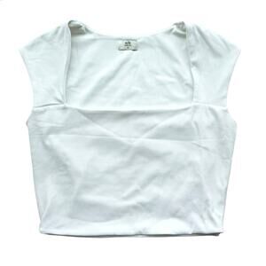 NLT White Crop Top Square Neck Stretch Womens Size Medium